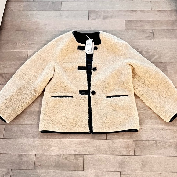 NWT MANGO Women's Tan Faux Shearling Jacket - Size XS - Picture 2 of 2